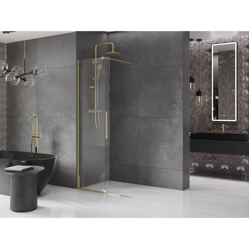 Mexen Velar toló zuhanyfal Walk-in 85 x 200 cm, átlátszó 8 mm, arany - 871-085-000-03-50