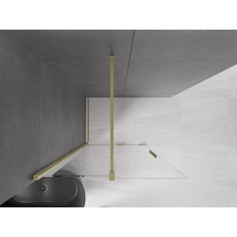 Mexen Velar perete de duș glisant Walk-in 75 x 200 cm, transparent 8 mm, auriu periat - 871-075-000-03-55