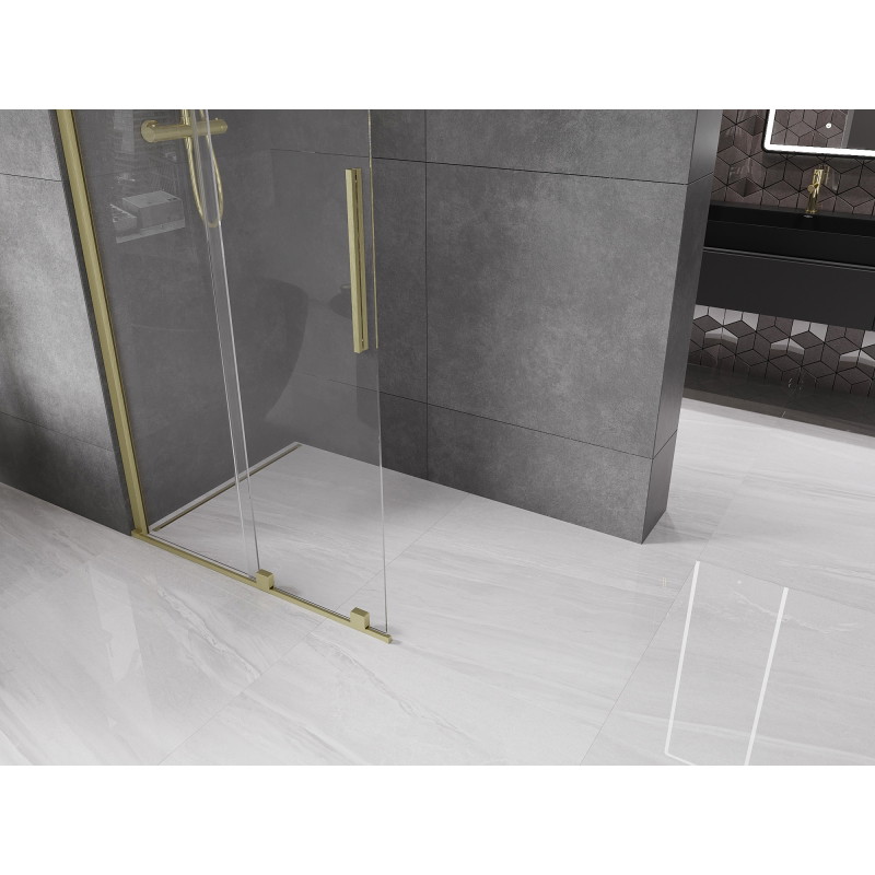 Mexen Velar Walk-in zuhanyfal tolóajtóval 80 x 200 cm, átlátszó 8 mm, arany kefélt felület - 871-080-000-03-55