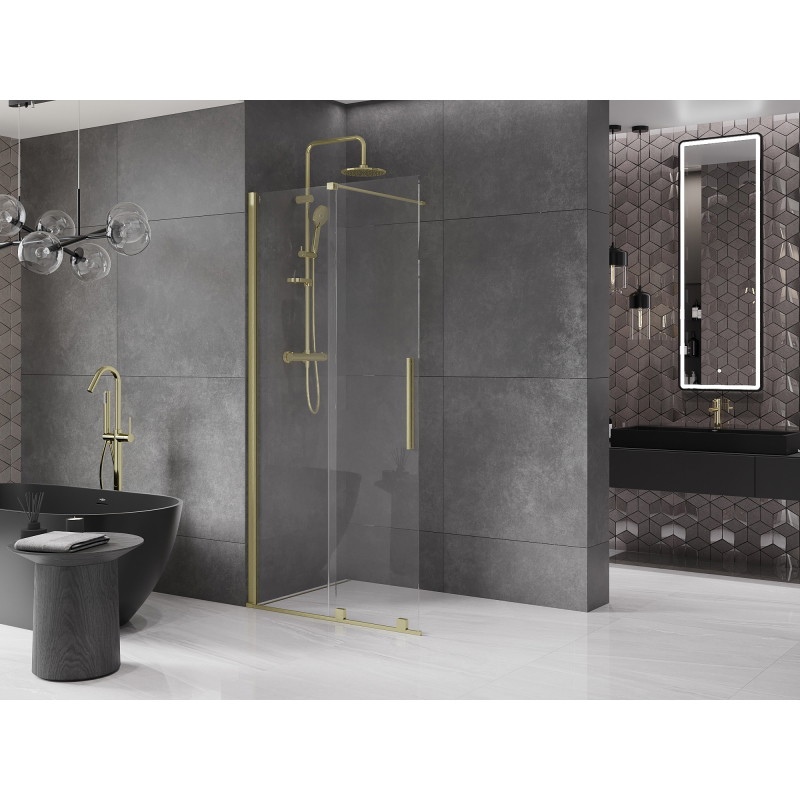Mexen Velar Walk-in toló zuhanyfal 85 x 200 cm, átlátszó 8 mm, arany kefélt - 871-085-000-03-55