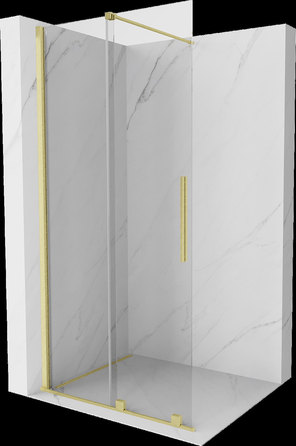 Mexen Velar perete de duș rabatabil Walk-in 90 x 200 cm, transparent 8 mm, finisaj auriu periat - 871-090-000-03-55