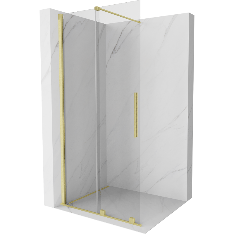 Mexen Velar toló zuhanyfal Walk-in 120 x 200 cm, átlátszó 8 mm, arany kefe - 871-120-000-03-55