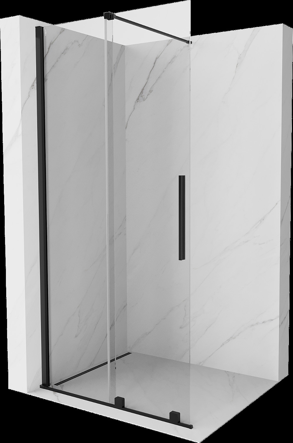 Mexen Velar perete duș extensibil Walk-in 75 x 200 cm, transparent 8 mm, negru - 871-075-000-03-70