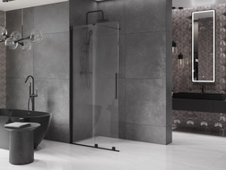 Mexen Velar Tolóajtós zuhanyfal Walk-in 120 x 200 cm, átlátszó 8 mm, fekete - 871-120-000-03-70