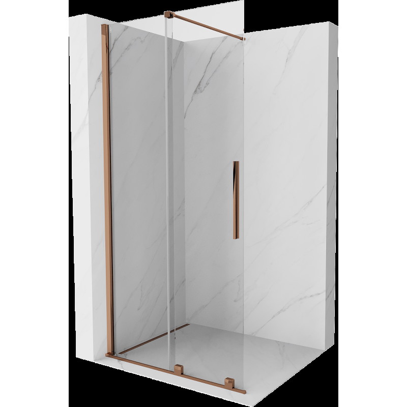 Mexen Velar perete de duș extensibil Walk-in 75 x 200 cm, transparent 8 mm, aur roz - 871-075-000-03-60