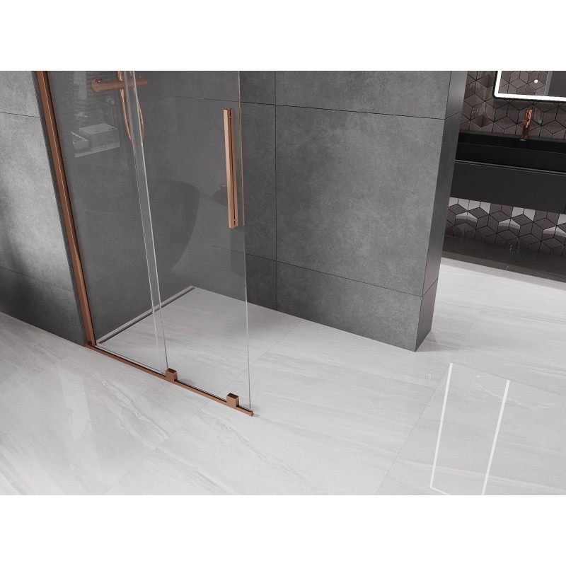 Mexen Velar 75 x 200 cm-es toló zuhanyfal Walk-in, átlátszó 8 mm, rózsaarany - 871-075-000-03-60