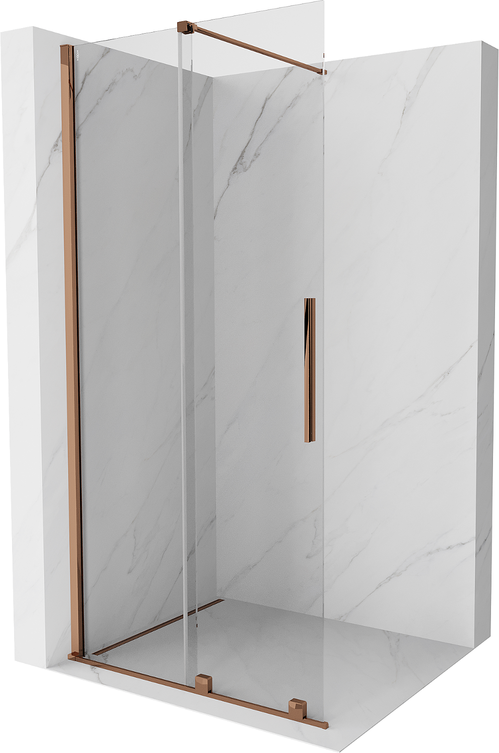 Mexen Velar perete de duș extensibil Walk-in 80 x 200 cm, transparent 8 mm, aur roz - 871-080-000-03-60