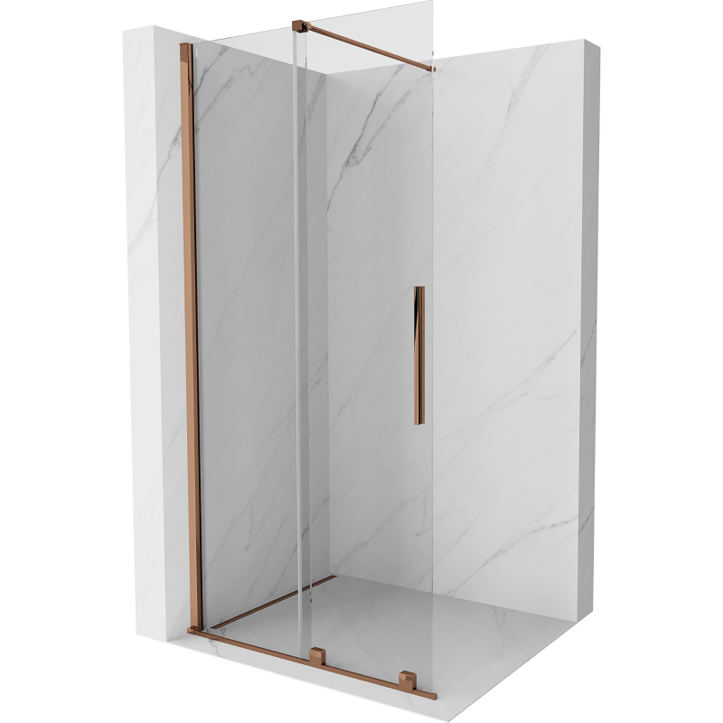 Mexen Velar perete de duș glisant Walk-in 90 x 200 cm, transparent 8 mm, aur roz - 871-090-000-03-60