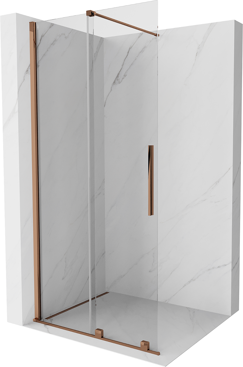 Mexen Velar perete de duș glisant Walk-in 90 x 200 cm, transparent 8 mm, aur roz - 871-090-000-03-60