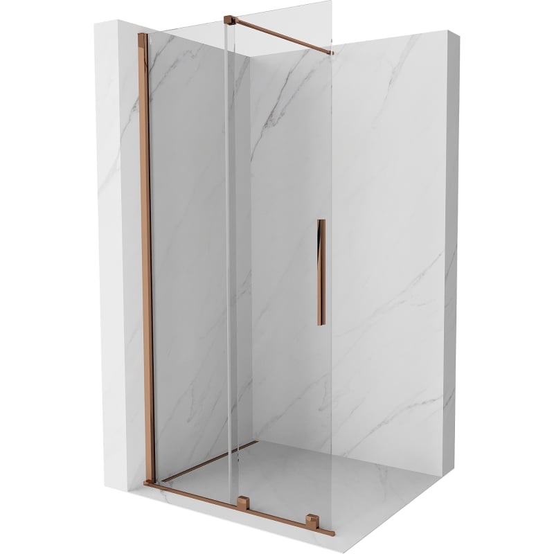 Mexen Velar Tolóajtós zuhanyfal Walk-in 110 x 200 cm, átlátszó 8 mm, rózsaszín arany - 871-110-000-03-60