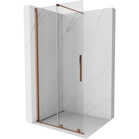 Mexen Velar Tolóajtós zuhanyfal Walk-in 110 x 200 cm, átlátszó 8 mm, rózsaszín arany - 871-110-000-03-60