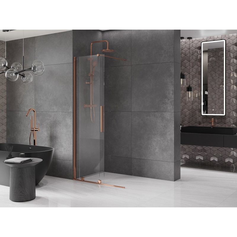 Mexen Velar 110 x 200 cm-es, áttetsző 8 mm-es, rózsaarany színű toló zuhanyfal Walk-in - 871-110-000-03-60