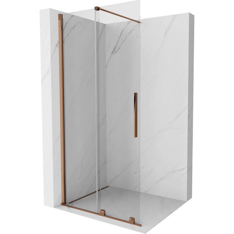 Mexen Velar perete de duș glisant Walk-in 120 x 200 cm, transparent 8 mm, aur roz - 871-120-000-03-60