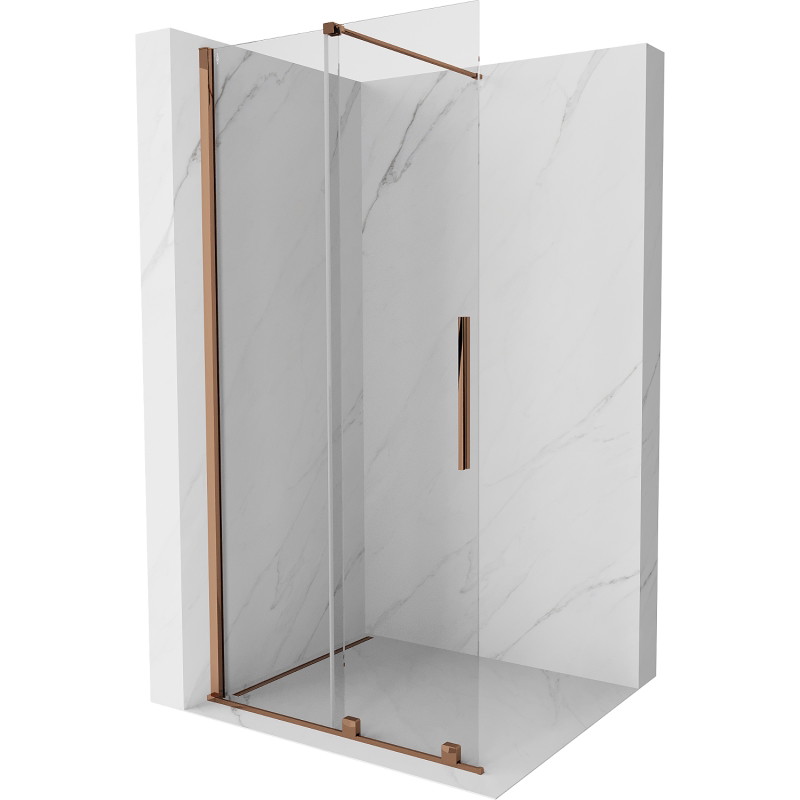 Mexen Velar toló tolóajtós zuhanypanel Walk-in 120 x 200 cm, átlátszó 8 mm, rózsaarany - 871-120-000-03-60