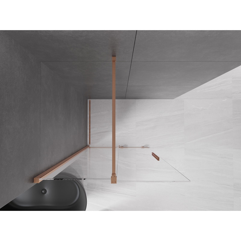 Mexen Velar Tolóajtós Walk-in zuhanyfal 70 x 200 cm, átlátszó 8 mm, kefélt réz - 871-070-000-03-65