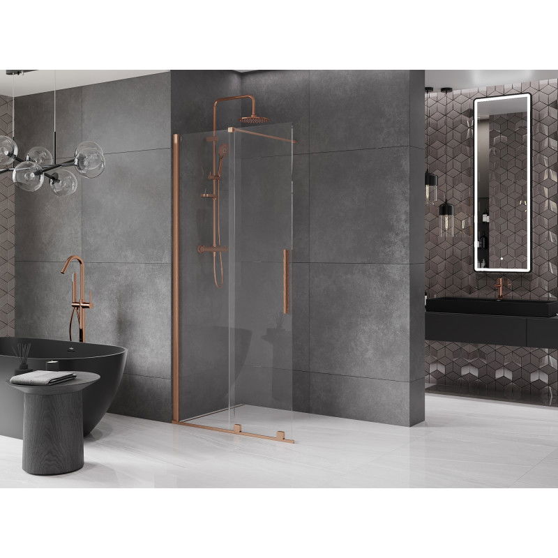 Mexen Velar perete de duș glisant Walk-in 75 x 200 cm, transparent 8 mm, cupru periat - 871-075-000-03-65