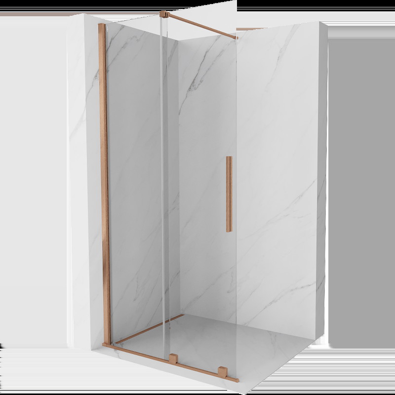 Mexen Velar perete duș extensibil Walk-in 80 x 200 cm, transparent 8 mm, cupru periat - 871-080-000-03-65