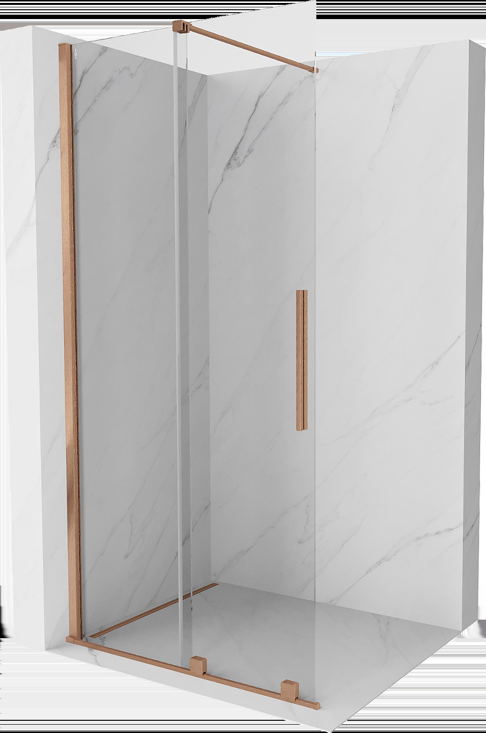 Mexen Velar perete duș extensibil Walk-in 80 x 200 cm, transparent 8 mm, cupru periat - 871-080-000-03-65