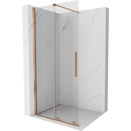Mexen Velar Tolóajtós zuhanyfal Walk-in 100 x 200 cm, átlátszó 8 mm, kefélt réz - 871-100-000-03-65
