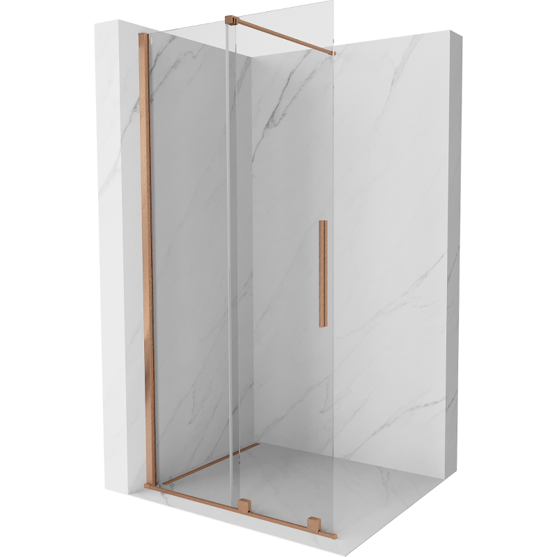 Mexen Velar walk-in toló zuhanyfal 120 x 200 cm, átlátszó 8 mm, csiszolt réz - 871-120-000-03-65