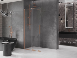 Mexen Velar perete de duş rabatabil Walk-in 120 x 200 cm, transparent 8 mm, cupru periat - 871-120-000-03-65