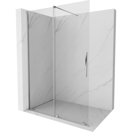 Mexen Velar átjáró zuhanyfal 130 x 200 cm, átlátszó 8 mm, króm - 871-130-000-03-01