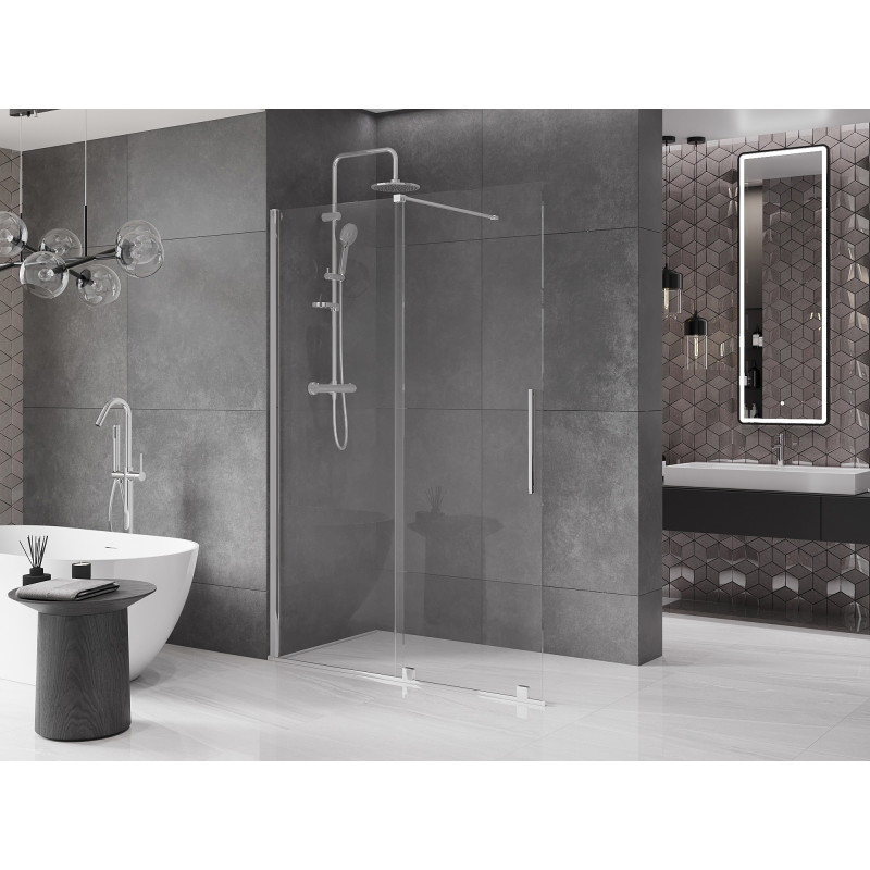 Mexen Velar Tolóajtós Walk-in zuhanyfal 130 x 200 cm, átlátszó 8 mm, króm - 871-130-000-03-01