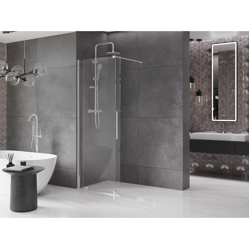 Mexen Velar Tolóajtós Walk-in zuhanyfal 140 x 200 cm, áttetsző 8 mm, króm - 871-140-000-03-01