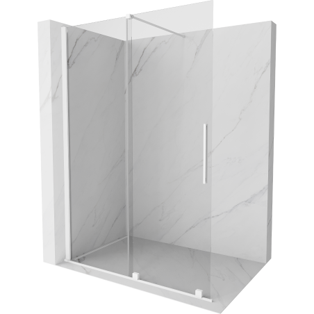 Mexen Velar kihúzható zuhanyfal Walk-in 140 x 200 cm, átlátszó 8 mm, fehér - 871-140-000-03-20