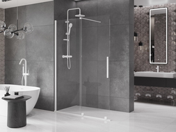 Mexen Velar perete duș extensibil Walk-in 130 x 200 cm, transparent 8 mm, alb - 871-130-000-03-20