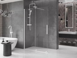 Mexen Velar Walk-in zuhanyfal, tolóajtós, 130 x 200 cm, átlátszó 8 mm, fehér - 871-130-000-03-20