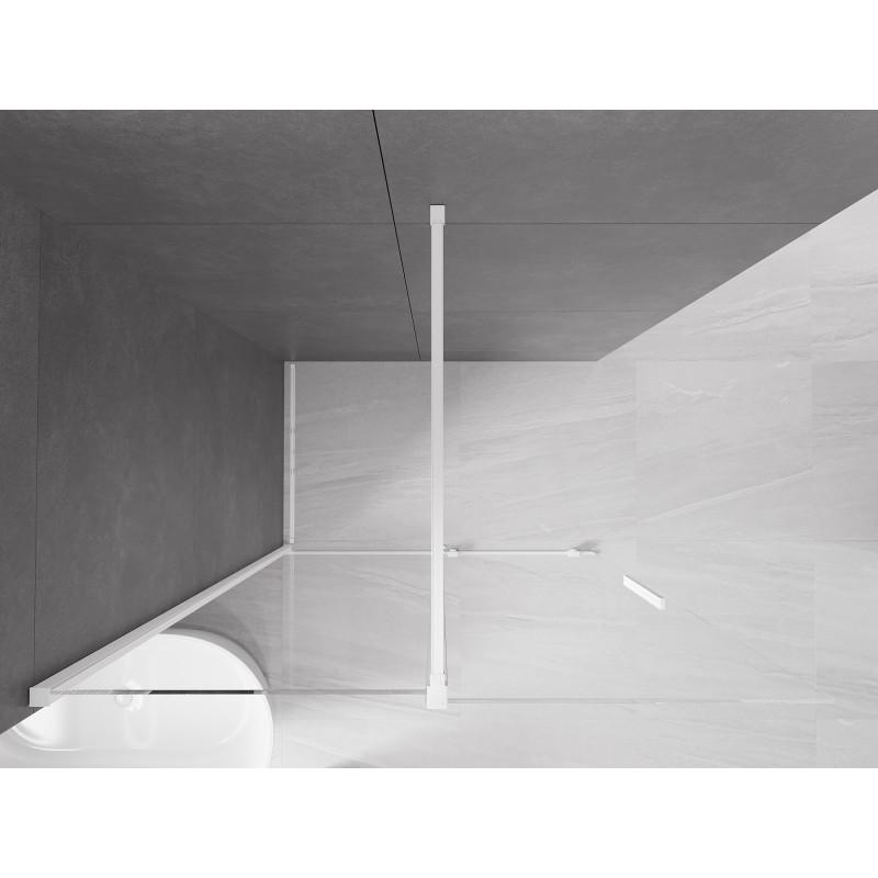 Mexen Velar perete de duș glisant Walk-in 130 x 200 cm, transparent 8 mm, alb - 871-130-000-03-20
