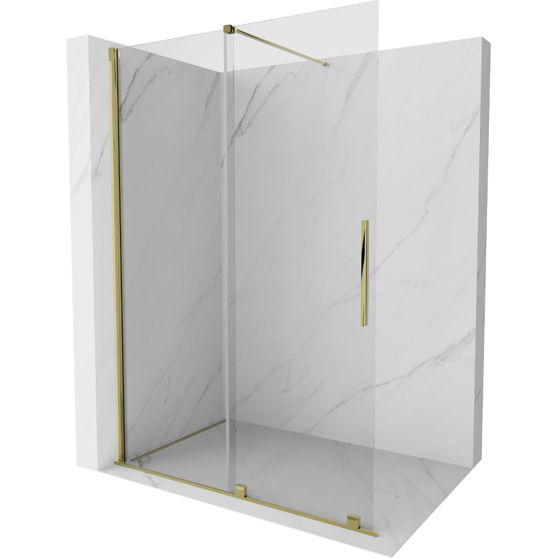 Mexen Velar perete duș extensibil Walk-in 130 x 200 cm, transparent 8 mm, aurie - 871-130-000-03-50