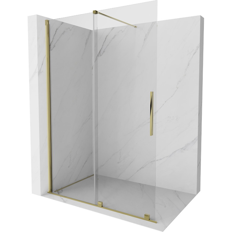 Mexen Velar Toló Zuhanyfal Walk-in 130 x 200 cm, átlátszó 8 mm, arany - 871-130-000-03-50