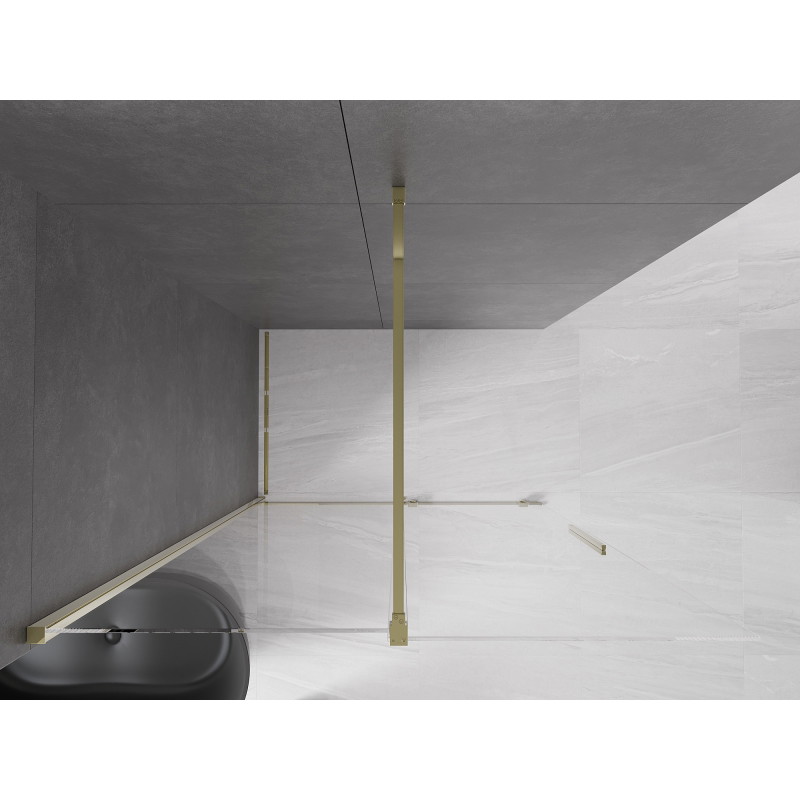 Mexen Velar Toló Zuhanyfal Walk-in 130 x 200 cm, átlátszó 8 mm, arany - 871-130-000-03-50