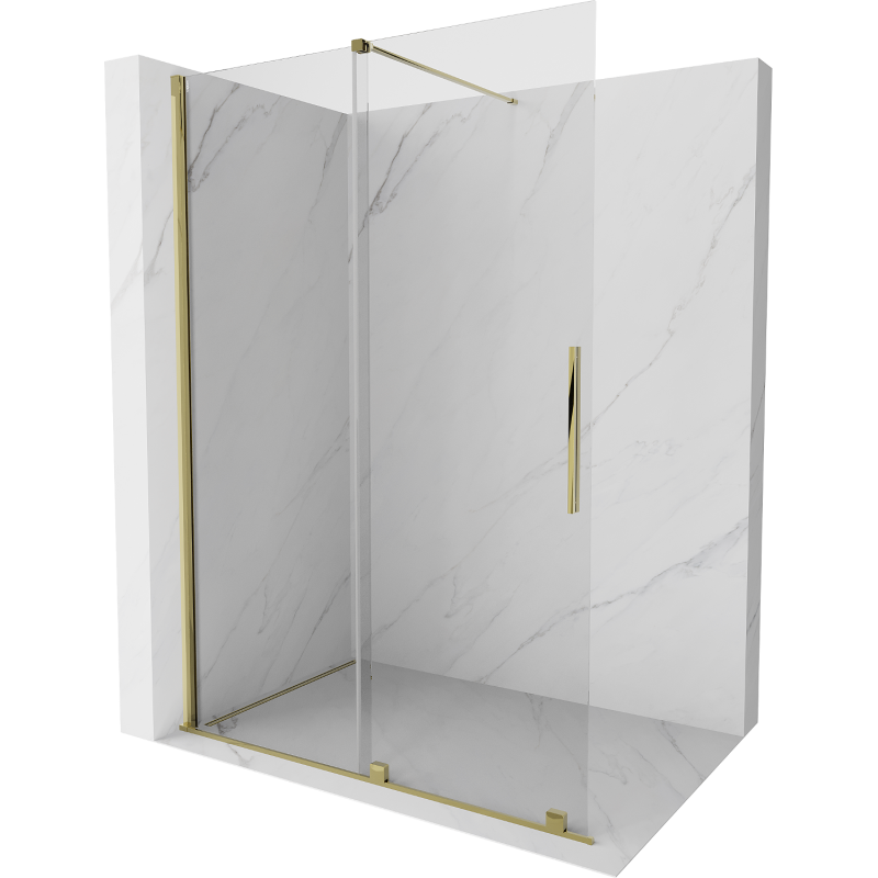 Mexen Velar panou de duș glisant Walk-in 140 x 200 cm, transparent 8 mm, auriu - 871-140-000-03-50