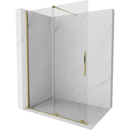 Mexen Velar panou de duș glisant Walk-in 140 x 200 cm, transparent 8 mm, auriu - 871-140-000-03-50