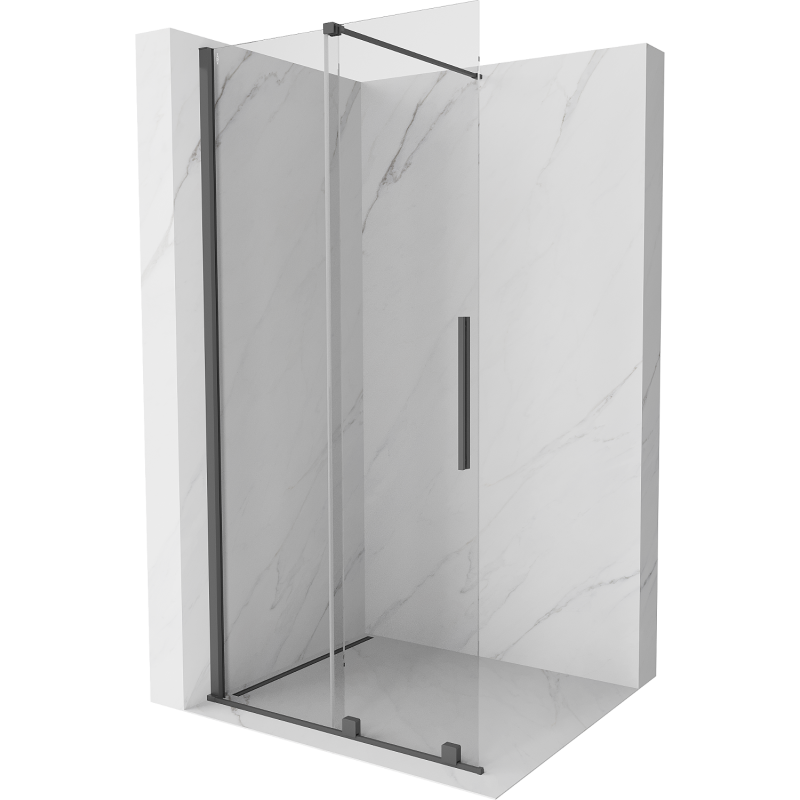 Mexen Velar panou de duş glisant Walk-in 85 x 200 cm, transparent 8 mm, gri armă periat - 871-085-000-03-66