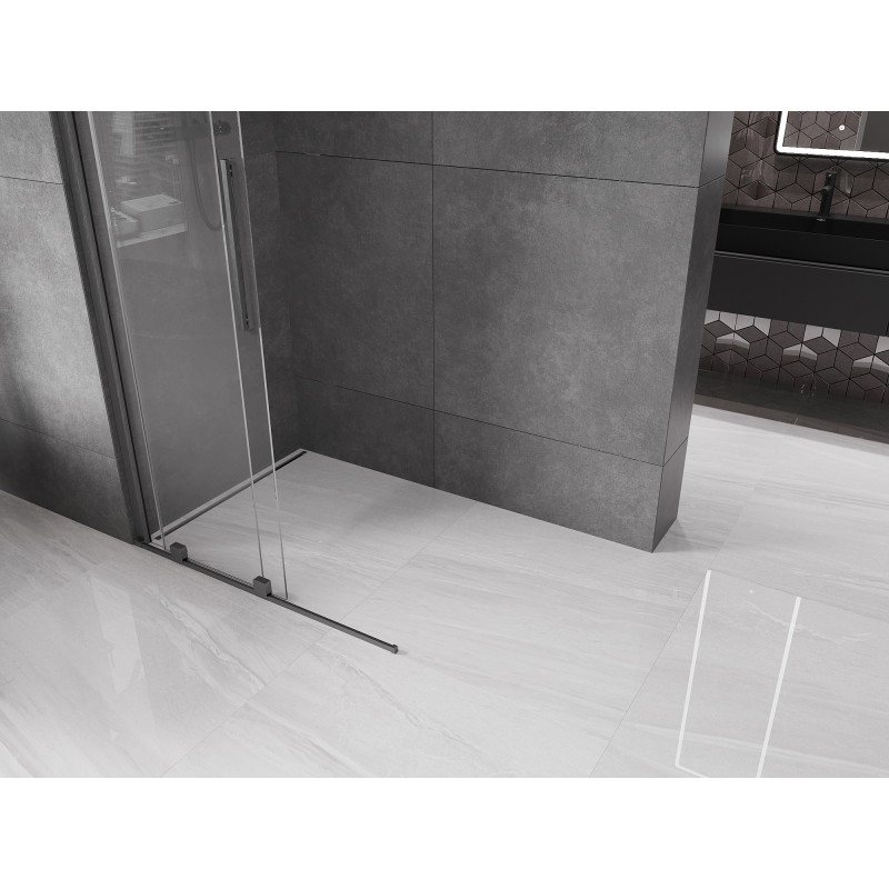 Mexen Velar Walk-in zuhanyfal, tolóajtóval 85 x 200 cm, átlátszó 8 mm, gun gray kefélt - 871-085-000-03-66