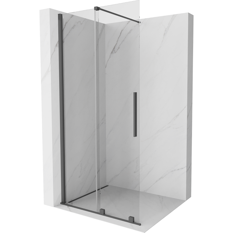 Mexen Velar toló zuhanyfal Walk-in 120 x 200 cm, átlátszó 8 mm, pisztolyszürke csiszolt - 871-120-000-03-66