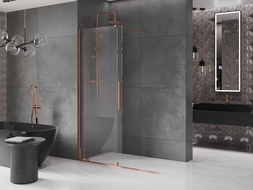 Mexen Velar panou de duș culisant Walk-in 130 x 200 cm, transparent 8 mm, aur roz - 871-130-000-03-60