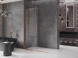 Mexen Velar Walk-in Zuhanyfal Tolható 130 x 200 cm, áttetsző 8 mm, rózsaarany - 871-130-000-03-60