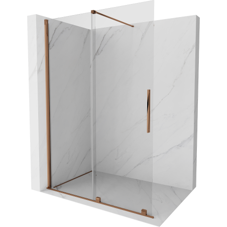 Mexen Velar Panel de duș culisant Walk-in 150 x 200 cm, transparent 8 mm, aur roz - 871-150-000-03-60