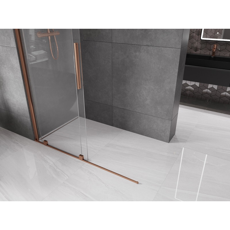 Mexen Velar Tolóajtós zuhanyfal Walk-in 150 x 200 cm, átlátszó 8 mm, rózsaarany - 871-150-000-03-60