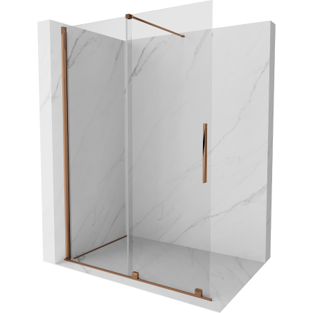 Mexen Velar cabina de duș extensibilă Walk-in 160 x 200 cm, transparent 8 mm, aur roz - 871-160-000-03-60