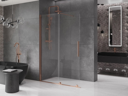Mexen Velar Tolóajtós zuhanyfal Walk-in 160 x 200 cm, áttetsző 8 mm, rózsaarany - 871-160-000-03-60