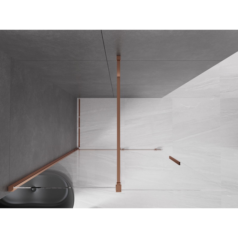 Mexen Velar Tolóajtós zuhanyfal Walk-in 160 x 200 cm, áttetsző 8 mm, rózsaarany - 871-160-000-03-60