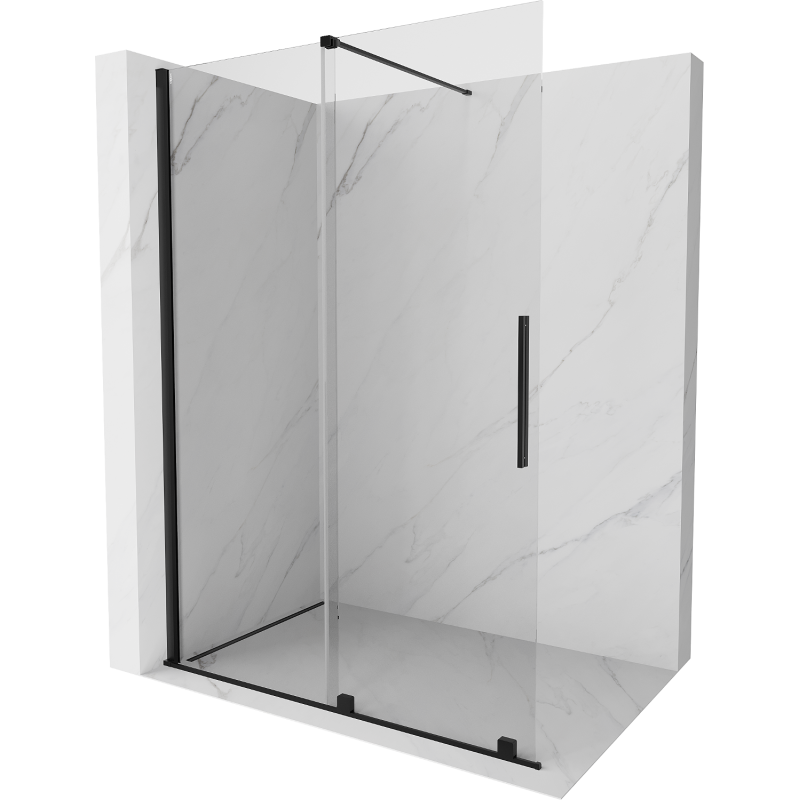 Mexen Velar toló zuhanyfal Walk-in 130 x 200 cm, átlátszó 8 mm, fekete - 871-130-000-03-70