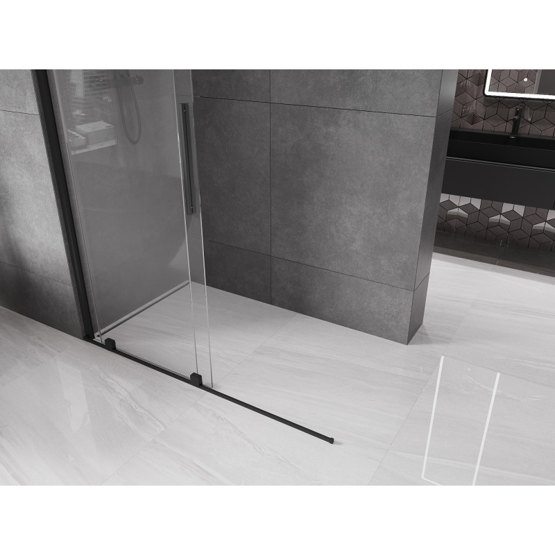 Mexen Velar Tolóajtós zuhanyfal Walk-in 130 x 200 cm, átlátszó 8 mm, fekete - 871-130-000-03-70