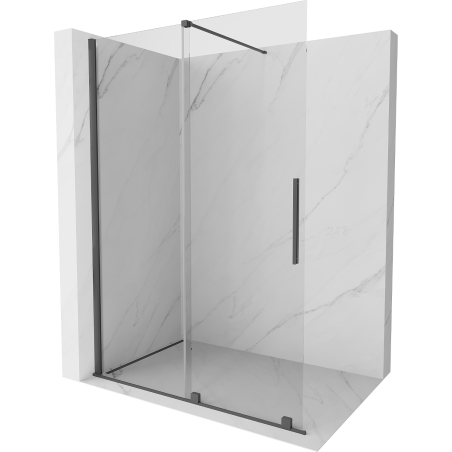 Mexen Velar toló zuhanyfal Walk-in 130 x 200 cm, áttetsző 8 mm, szálcsiszolt fegyverszürke - 871-130-000-03-66